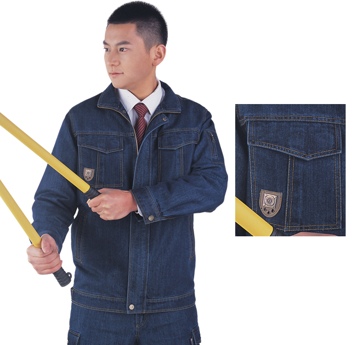 廈門(mén)工作服-高級(jí)牛仔厚型休閑套裝 酶洗工藝